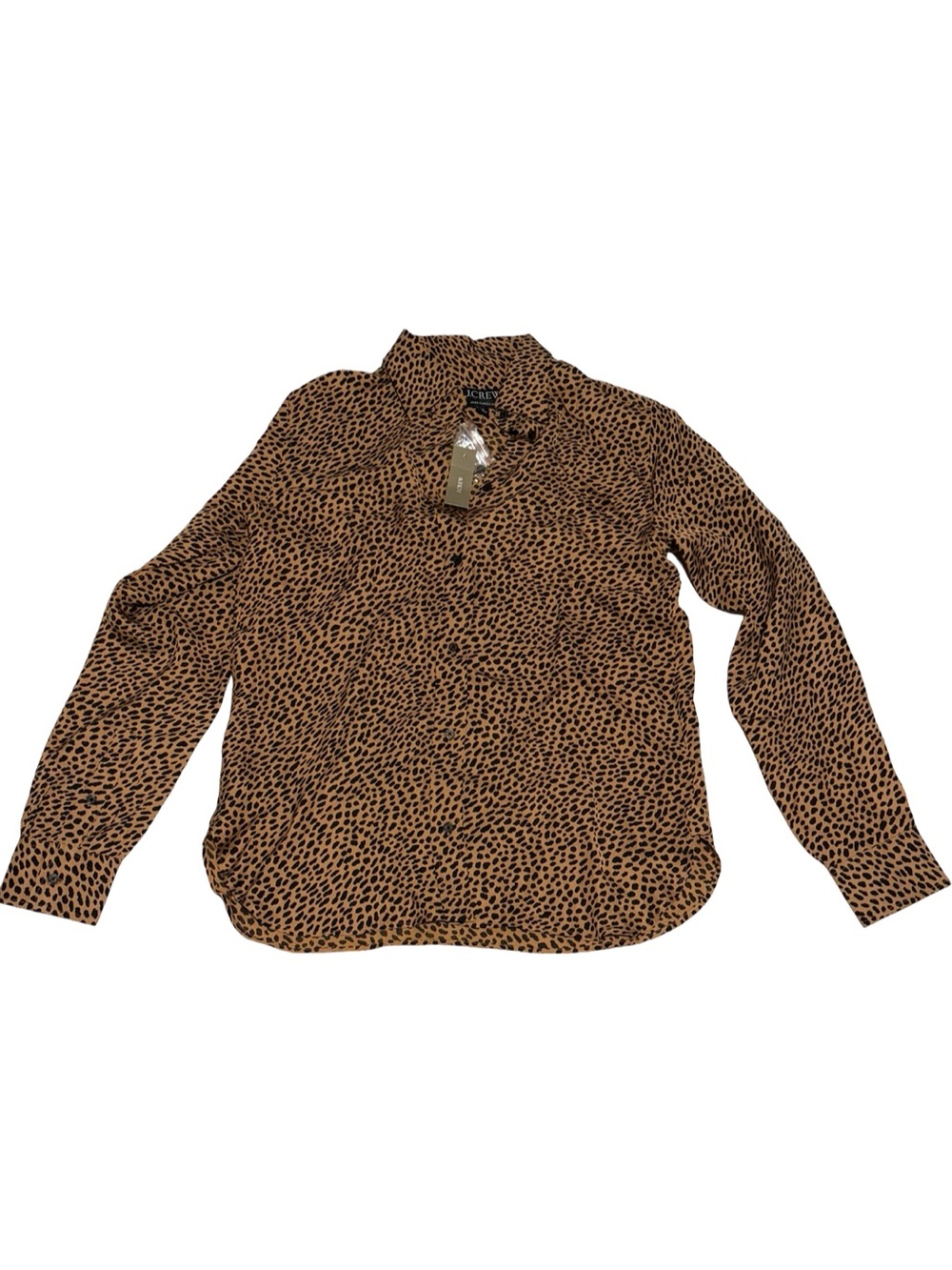 J.Crew Leopard Print Button Front Blouse Brown Black Long Sleeve Top